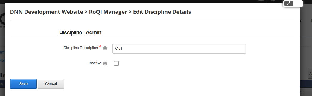 Settings - Discipline Edit